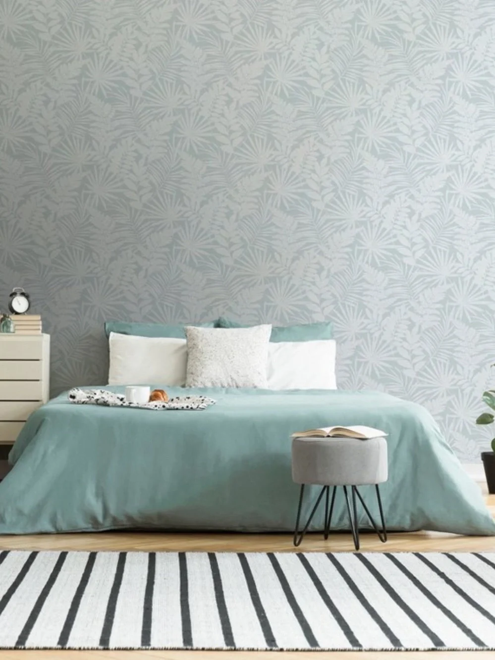 New! 1 Roll Superfresco Fern Duck Egg Wallpaper, 56 sq ft